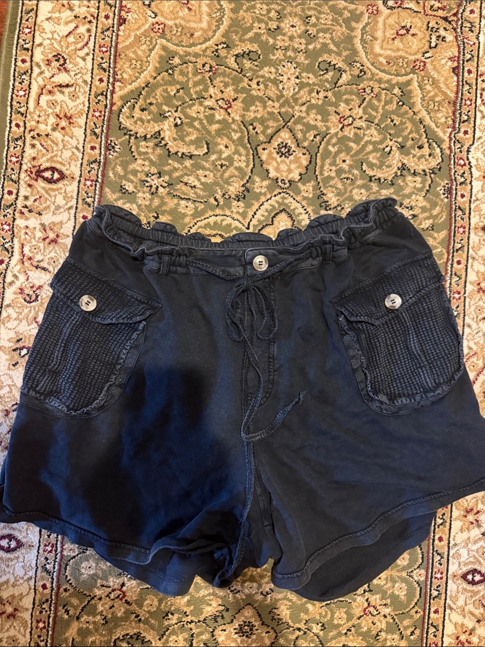 Free People Priya Drawstring Pocket Casual Shorts - Black